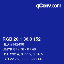 カラーコード: RGB 20.1 36.8 152 | qconv.com