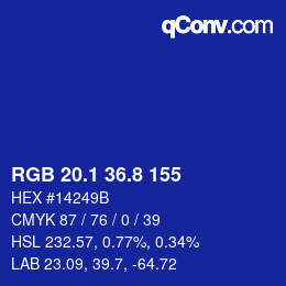 カラーコード: RGB 20.1 36.8 155 | qconv.com