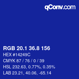 カラーコード: RGB 20.1 36.8 156 | qconv.com