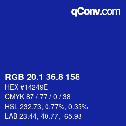 カラーコード: RGB 20.1 36.8 158 | qconv.com