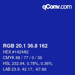 カラーコード: RGB 20.1 36.8 162 | qconv.com
