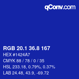 カラーコード: RGB 20.1 36.8 167 | qconv.com