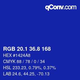 カラーコード: RGB 20.1 36.8 168 | qconv.com