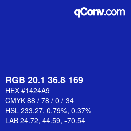 カラーコード: RGB 20.1 36.8 169 | qconv.com