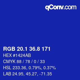 カラーコード: RGB 20.1 36.8 171 | qconv.com