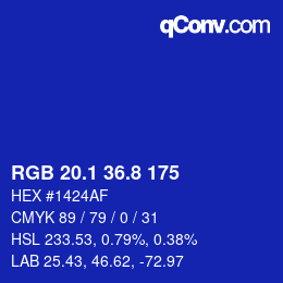 カラーコード: RGB 20.1 36.8 175 | qconv.com