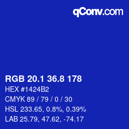 カラーコード: RGB 20.1 36.8 178 | qconv.com