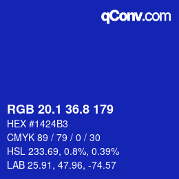 カラーコード: RGB 20.1 36.8 179 | qconv.com