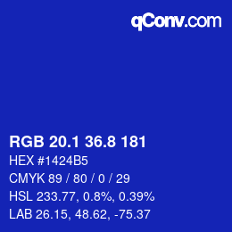 カラーコード: RGB 20.1 36.8 181 | qconv.com