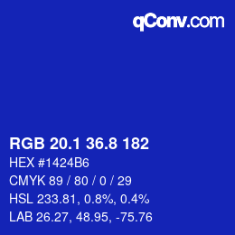 カラーコード: RGB 20.1 36.8 182 | qconv.com
