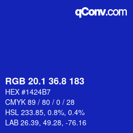カラーコード: RGB 20.1 36.8 183 | qconv.com