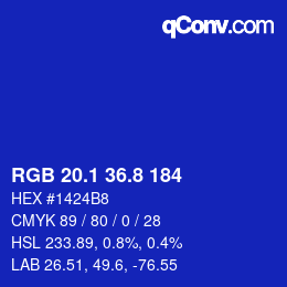 カラーコード: RGB 20.1 36.8 184 | qconv.com