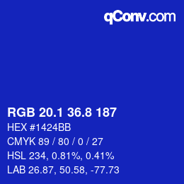 カラーコード: RGB 20.1 36.8 187 | qconv.com