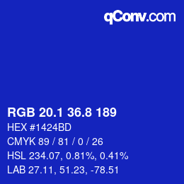 カラーコード: RGB 20.1 36.8 189 | qconv.com