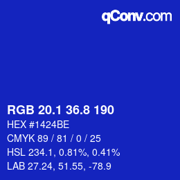 カラーコード: RGB 20.1 36.8 190 | qconv.com