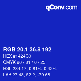 カラーコード: RGB 20.1 36.8 192 | qconv.com