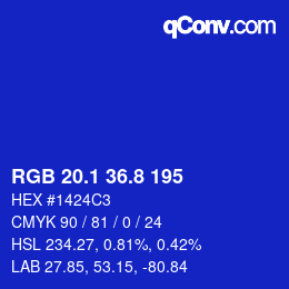 カラーコード: RGB 20.1 36.8 195 | qconv.com