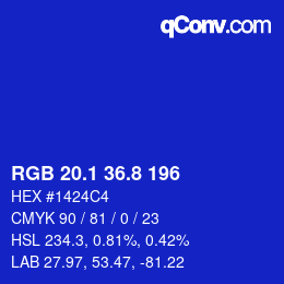 カラーコード: RGB 20.1 36.8 196 | qconv.com