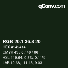 Color code: RGB 20.1 36.8 20 | qconv.com