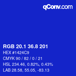 カラーコード: RGB 20.1 36.8 201 | qconv.com