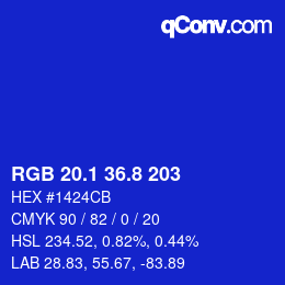 カラーコード: RGB 20.1 36.8 203 | qconv.com
