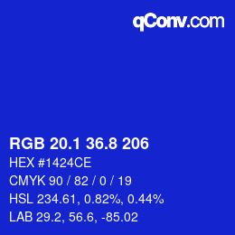 カラーコード: RGB 20.1 36.8 206 | qconv.com