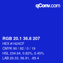 カラーコード: RGB 20.1 36.8 207 | qconv.com
