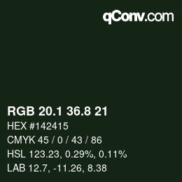 カラーコード: RGB 20.1 36.8 21 | qconv.com