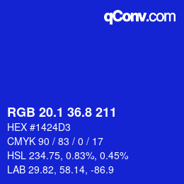 カラーコード: RGB 20.1 36.8 211 | qconv.com