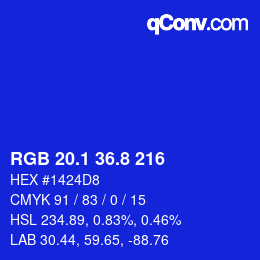 カラーコード: RGB 20.1 36.8 216 | qconv.com