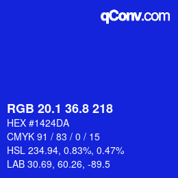 カラーコード: RGB 20.1 36.8 218 | qconv.com