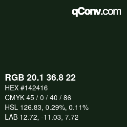 Color code: RGB 20.1 36.8 22 | qconv.com