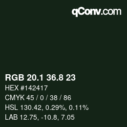 カラーコード: RGB 20.1 36.8 23 | qconv.com