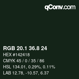 Color code: RGB 20.1 36.8 24 | qconv.com