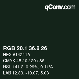 Color code: RGB 20.1 36.8 26 | qconv.com