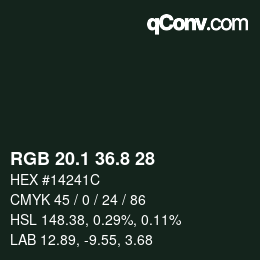 カラーコード: RGB 20.1 36.8 28 | qconv.com