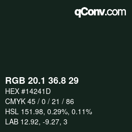 Color code: RGB 20.1 36.8 29 | qconv.com