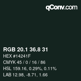 Color code: RGB 20.1 36.8 31 | qconv.com