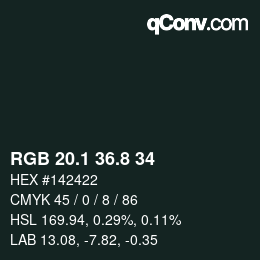 Color code: RGB 20.1 36.8 34 | qconv.com