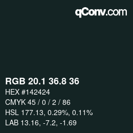 カラーコード: RGB 20.1 36.8 36 | qconv.com