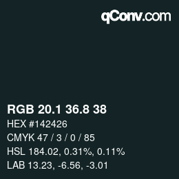カラーコード: RGB 20.1 36.8 38 | qconv.com