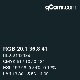 Color code: RGB 20.1 36.8 41 | qconv.com