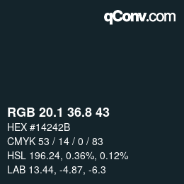 カラーコード: RGB 20.1 36.8 43 | qconv.com