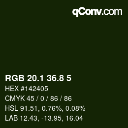 カラーコード: RGB 20.1 36.8 5 | qconv.com