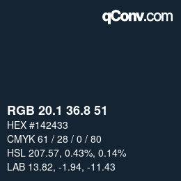 カラーコード: RGB 20.1 36.8 51 | qconv.com