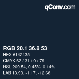 カラーコード: RGB 20.1 36.8 53 | qconv.com