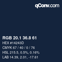 Código de color: RGB 20.1 36.8 61 | qconv.com