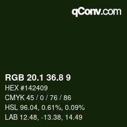 Farbcode: RGB 20.1 36.8 9 | qconv.com
