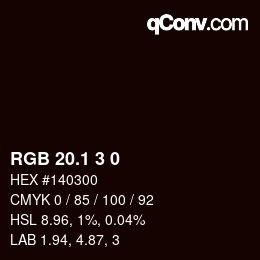 カラーコード: RGB 20.1 3 0 | qconv.com