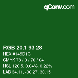 カラーコード: RGB 20.1 93 28 | qconv.com
